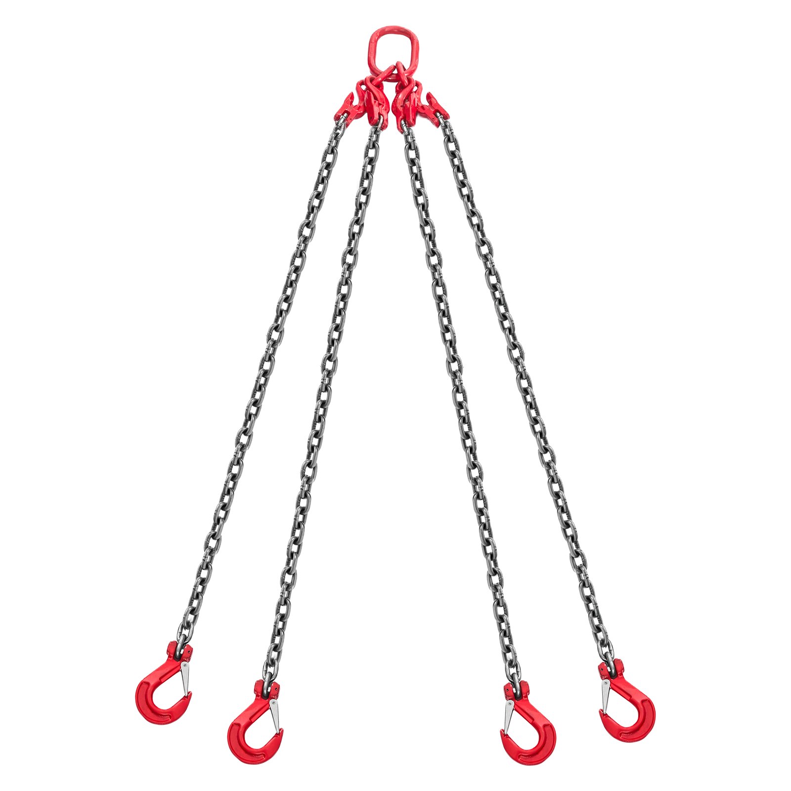 VEVOR kettingslinger, 10 mm x 3 m hijsketting met 4 haken, 4-strengs ketting van G80 staallegering, bosbouwketting 10,4 T capaciteit, verstelbare motorkettingtakel voor het slepen van lasten