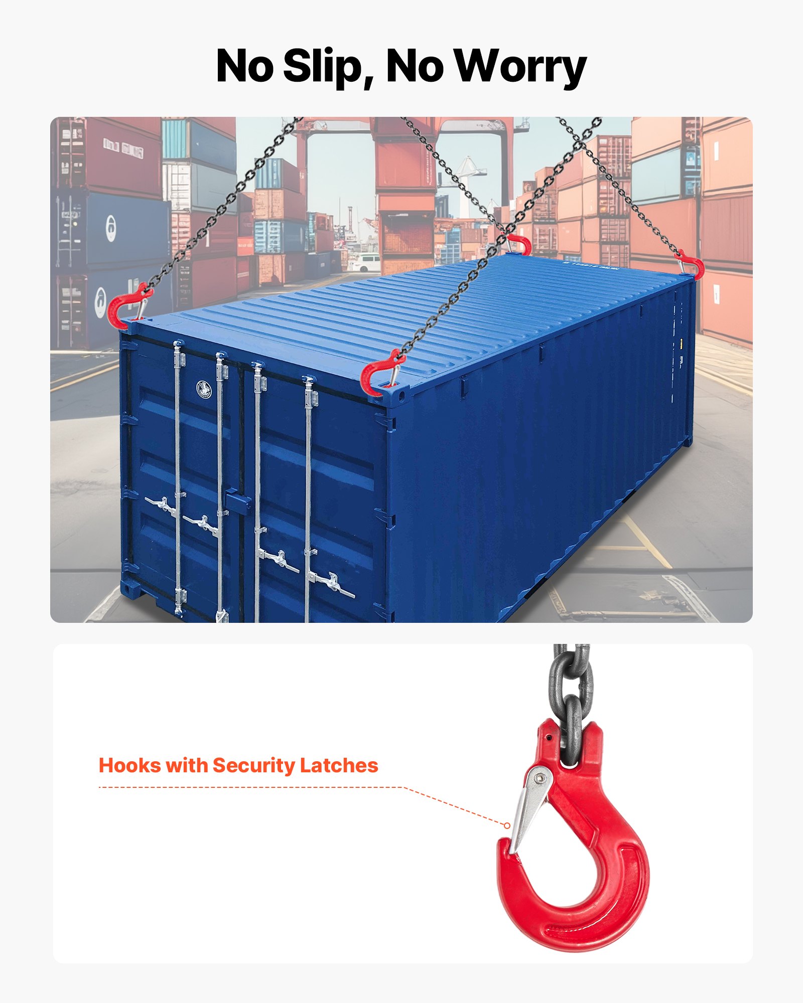 VEVOR Chain Sling, 6.3mm x 1.5 m Lifting Chains with 4 Leg Grab Hooks,Heavy Duty G80 Alloy Steel Lifting Sling,  2993kg Capacity, Adjustable Engine Chain Hoist Lifts for Cargo Security Towing