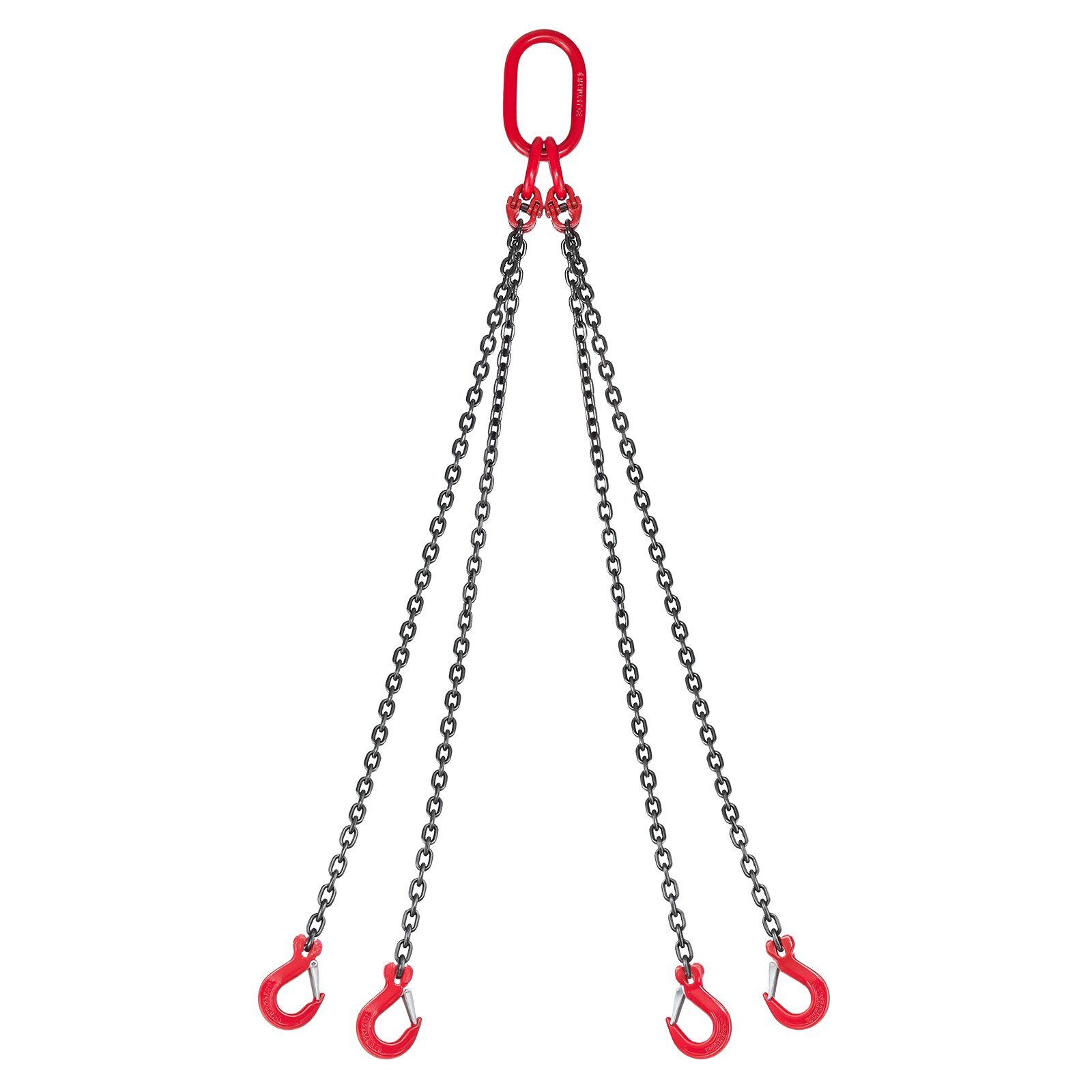 VEVOR Chain Sling, 6.3mm x 1.5 m Lifting Chains with 4 Leg Grab Hooks,Heavy Duty G80 Alloy Steel Lifting Sling,  2993kg Capacity, Adjustable Engine Chain Hoist Lifts for Cargo Security Towing