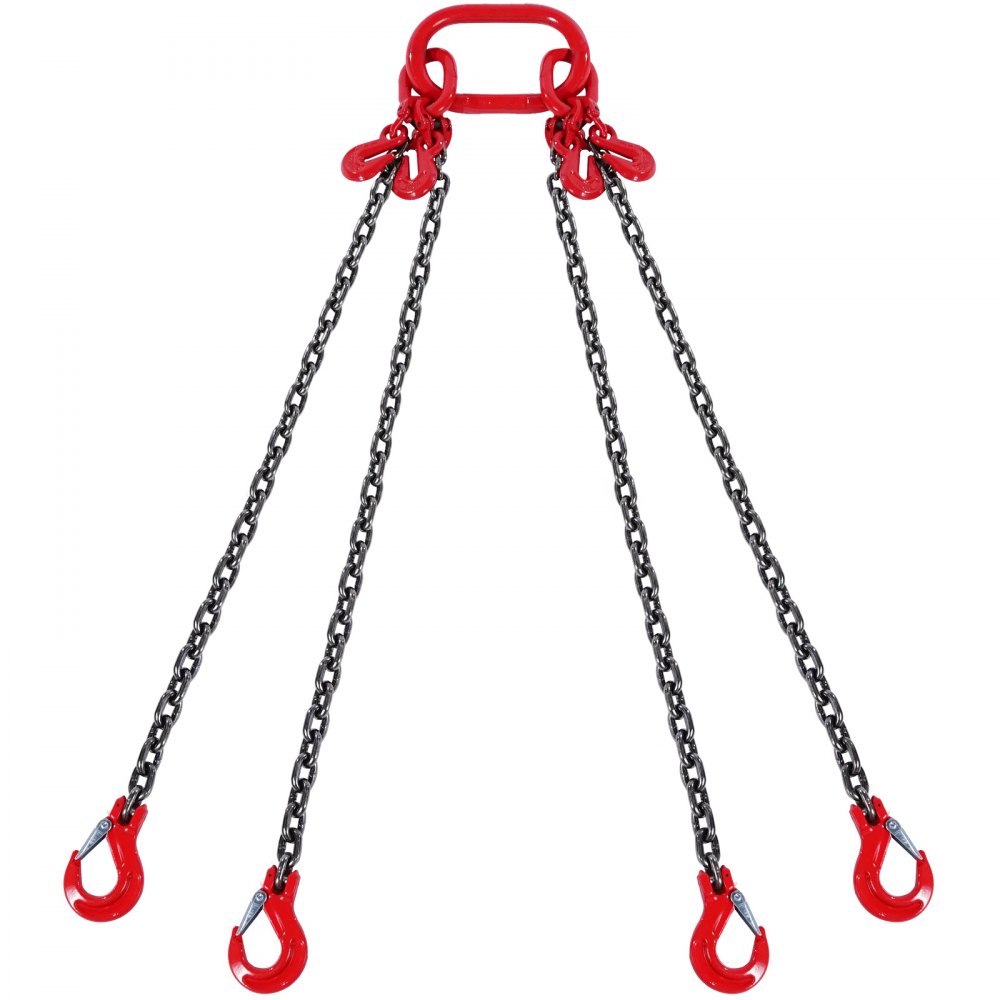 VEVOR 3/8" x 10' Chain Sling 4 Legs G80 Lifting Chain with Grab Hooks 18400 lbs