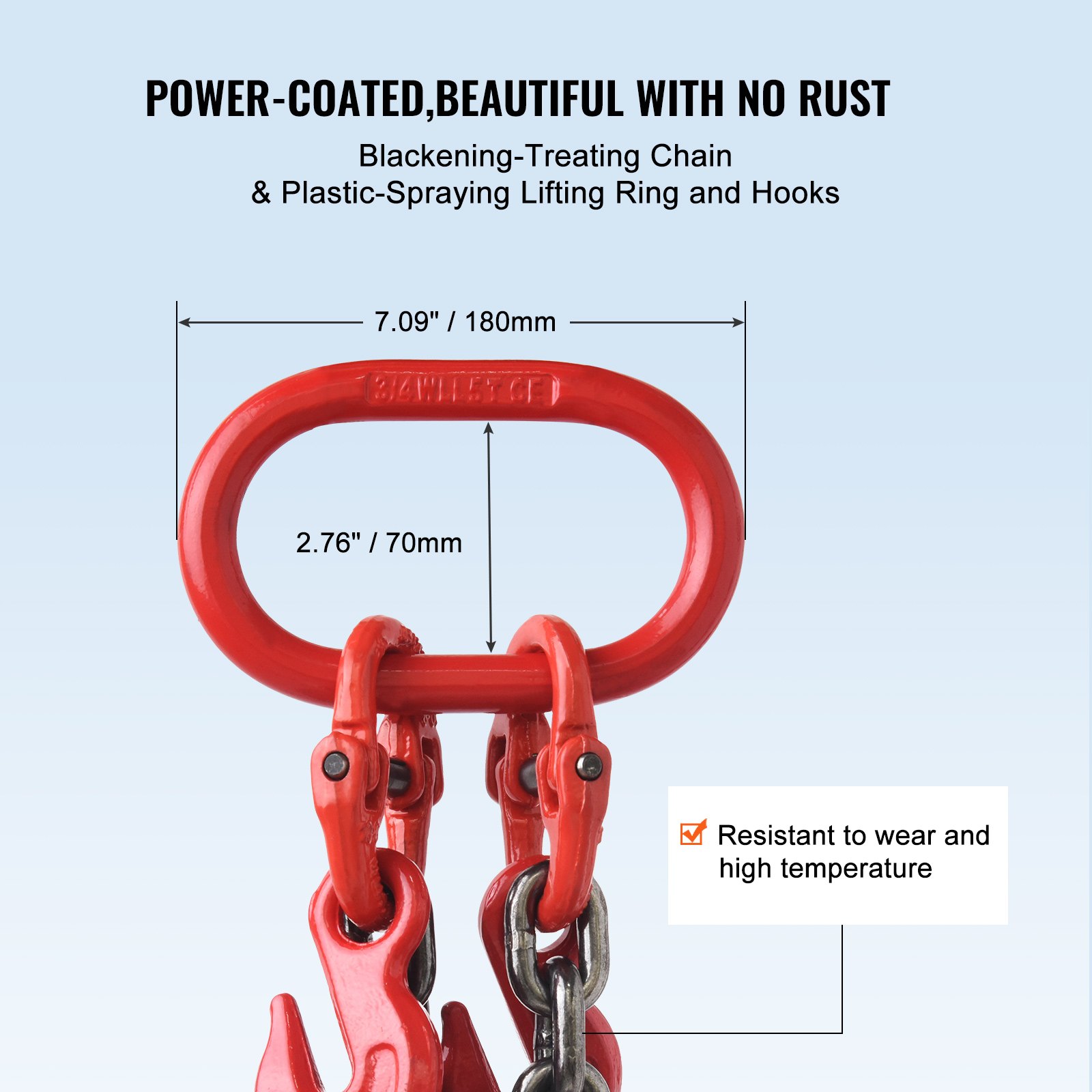 VEVOR kettingsling, 3/8 inch x 6 voet hijskettingen met haak, G80 motorkettingtakels, 11.000 lbs/5 ton hijskettingen voor motortakels, motorhijsketting met 2-poots grijphaken en afstellers