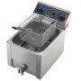 VEVOR Commerciële elektrische frituurpan met één kom, 6,8 liter oliecapaciteit, 2500 W, roestvrijstalen tafelmodel met verbeterd oliefiltersysteem, frituurmand, deksel en temperatuurregeling, voor restaurants