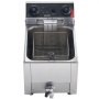 VEVOR Commerciële elektrische frituurpan met één kom, 6,8 liter oliecapaciteit, 2500 W, roestvrijstalen tafelmodel met verbeterd oliefiltersysteem, frituurmand, deksel en temperatuurregeling, voor restaurants