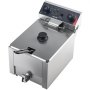 VEVOR Commerciële elektrische frituurpan met één kom, 6,8 liter oliecapaciteit, 2500 W, roestvrijstalen tafelmodel met verbeterd oliefiltersysteem, frituurmand, deksel en temperatuurregeling, voor restaurants