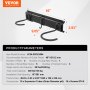 VEVOR bike storage rack displaying dimensions and product parameters, including hook capacities and accessories.