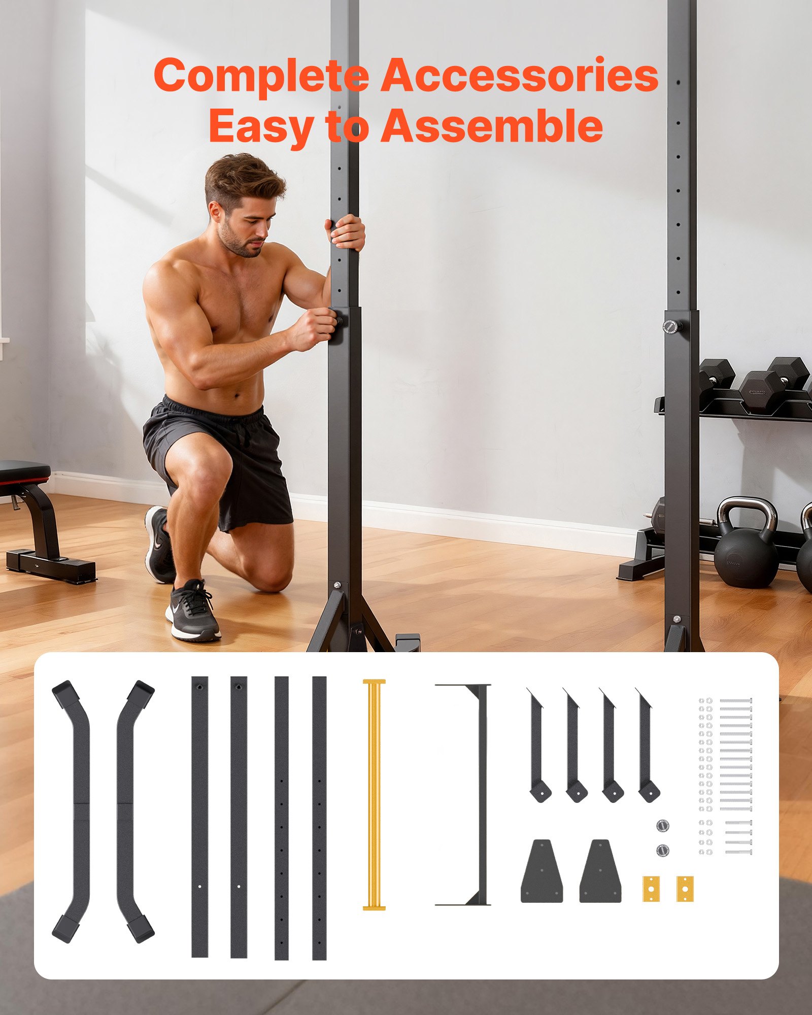 VEVOR Draagbare Pull-Up Bar Power Dip Station met een draagvermogen van 150 kg, vrijstaand met H-frame constructie en stalen buizen, 8-voudig in hoogte verstelbaar, training van armen, rug en borst