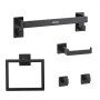 VEVOR Matte Black Bathroom Hardware Set, 5 Pieces Bathroom Accessories Set, Stainless Steel 16 inch Towel Bar, Towel Rack, 2 Robe Towel Hooks, Toilet Paper Holder for Bath Room, Wall Mounted