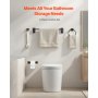 VEVOR Matte Black Bathroom Hardware Set, 4 Pieces Stainless Steel Bathroom Accessories Set, 24-inch Towel Bar, Towel Ring, Robe Towel Hook, Toilet Paper Holder, for Bath Room, Wall Mounted