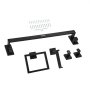 VEVOR Badkamer Hardware Accessoireset van roestvrij staal (5-delig) inclusief handdoekhouder & handdoekhouder (vierkante ring) & 2 haken & toiletrolhouder, voor badkamer, wandmontage, zwart