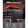 VEVOR Mechanic Stool, 300 lbs Capacity Garage Seat/Work Stool with Wheels, 360° Swivel Rolling Workshop Stool with Tool Tray, Mechanics Creeper Seat/Step Stool, for Garage, Shop & Auto Repair, Black