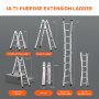 VEVOR Telescoping Ladder A Frame, 9.5 FT Compact Aluminum Extension Ladder, Multi-Function Portable Collapsible RV Ladder, Telescopic Ladder for Homework Stairs Indoor Outdoor Roof, 330lb Load