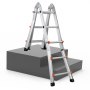VEVOR Telescopische Ladder met A-Frame, 2880 mm Compacte Aluminium Uitschuifladder, Draagbare Opvouwbare Multifunctionele Ladder, Aanleunladder voor Huiswerk, Trappen, Binnen- & Buitendaken, tot 150 kg