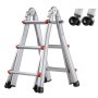 VEVOR A-frame telescopische ladder, 3350 mm compacte aluminium verlengladder, multifunctionele draagbare opvouwbare camperladder, telescopische ladder voor huiswerk, trappen, binnen- en buitendaken, draagvermogen 150 kg