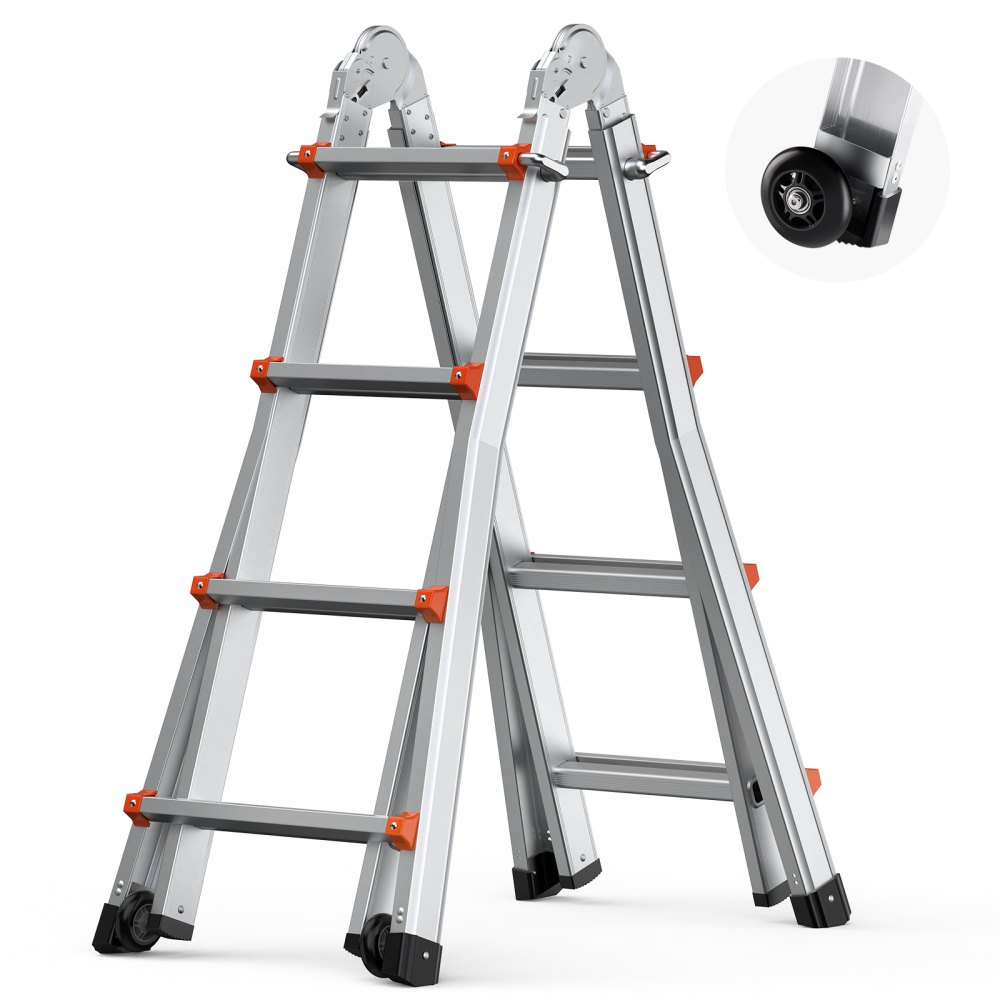 VEVOR telescopische ladder A-frame trap vouwladder opsteekladder 4m 150kg