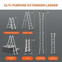 VEVOR telescopische ladder A-frame 15 FT verlenging multifunctioneel voor huiswerk