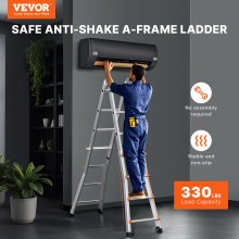 VEVOR telescopische ladder A-frame trap vouwladder opsteekladder 5,1m 150kg