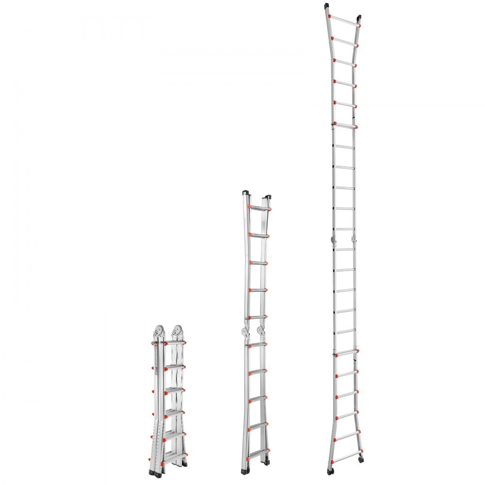 VEVOR Telescoping Ladder A Frame, 20.5 FT Compact Aluminum Extension Ladder, Multi-Function Portable Collapsible RV Ladder, Telescopic Ladder for Homework Stairs Indoor Outdoor Roof, 330lb Load