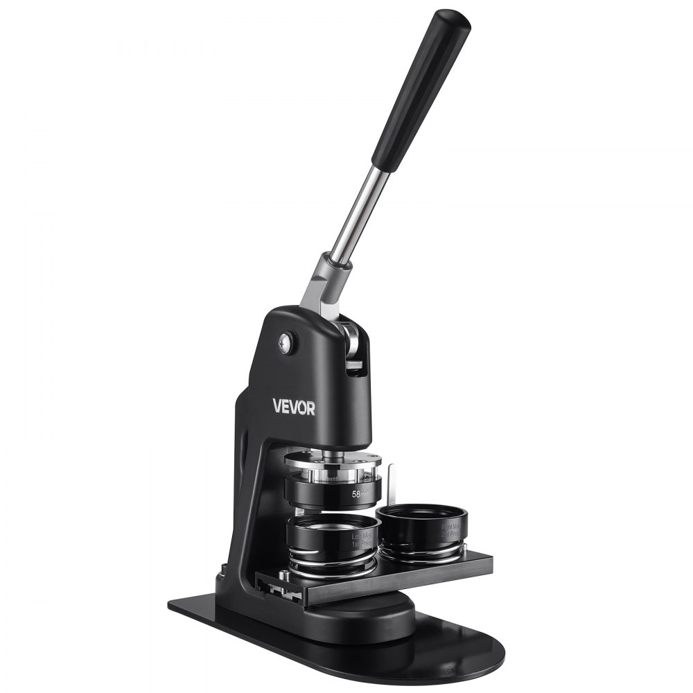 VEVOR Badgeponsmachine 32/58/75 mm, speldmaker met 300 knoponderdelen, cirkelsnijder, spreukenboek en versterkte ergonomische handgreep, doe-het-zelf badgemachine, zwart
