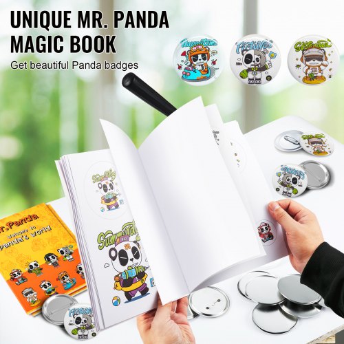 VEVOR Badge Making Machine 200st 58mm & 300st 32mm Badge Punch Press incl. Mr. Panda Magic Book & Inbussleutel, Badge Press Badge Aluminium Button Maker