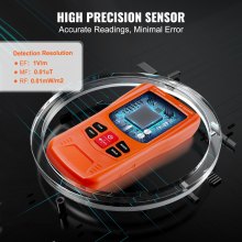 VEVOR 3 in 1 EMF Meter, 5Hz-6GHz Portable Rechargeable Electromagnetic Field Radiation Detector, Digital LCD EMF Tester for EF/MF/RF Home Inspection 5G Cell Tower Temperature