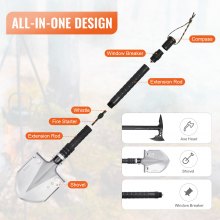 VEVOR Survival Shovel Survival Axe 28-in-1 Camping Opvouwbare Spade met Bijl