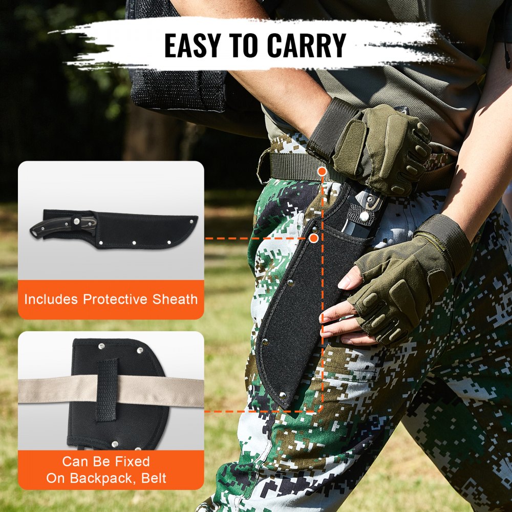 VEVOR Jachtmes & Combinatieset met Schede, Vaststaand Mes & Kampeerbijl, RVS Survivalmes en Kampeerbijl voor Outdoor Survival, Jacht, Kampeeravontuur