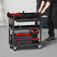 VEVOR Gereedschapswagen 160 kg Werkplaatswagen Transportwagen 830 x 350 x 826 mm Zwart