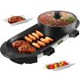 VEVOR 2 in 1 BBQ Grill Hete Pot 2200W Multifunction Elektrische Grill Hot Pot 67 x 28 x 17 cm Grill Indoor Hot Pot Gemaakt van Aluminium, Roestvrij Staal en Gehard Glas met 5 Snelheden en Olielekpoort
