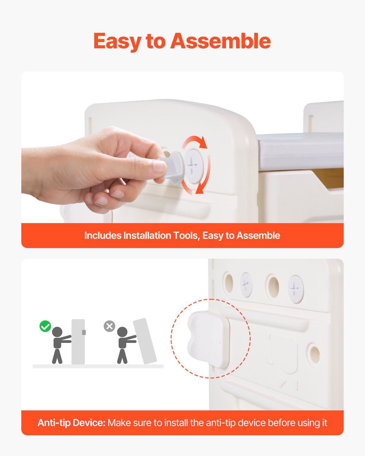 VEVOR Speelgoedopbergplank in de vorm van een olifant, multifunctionele opbergruimte met 4 niveaus en 10 flexibele plastic bakken, voor in de slaapkamer of klas (grijs + beige)