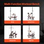 VEVOR Weight Bench, Multi-Functional Adjustable Bench, 600lbs Exercise Sit up Bench for Full Body Workout, Weight Bench Press for Home Gym Strength Training, Flat Utility Bench with Fast Adjustment