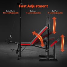 VEVOR halterbank sit-up bank trainingsbank verstelbaar 272kg volledige lichaamstraining