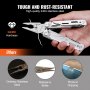 VEVOR Multitool Tool, 16 in 1 opvouwbare roestvrijstalen multifunctionele tang, multitool, multitool als snijder, flesopener en sleufschroevendraaier, met 11 schroevendraaierbits en beschermhoes