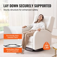VEVOR elektrische fauteuil met draai- en schuiffunctie, draagvermogen van 250 lb, draaibare fauteuil met draai- en verstelbare hoek, met polyester oppervlak voor woonkamer, slaapkamer, crèmewit