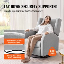 VEVOR elektrische fauteuil met draai- en schuiffunctie, draagvermogen van 250 lb, draaibare fauteuil met draai- en verstelbare hoek, met polyester oppervlak voor woonkamer, slaapkamer, lichtgrijs