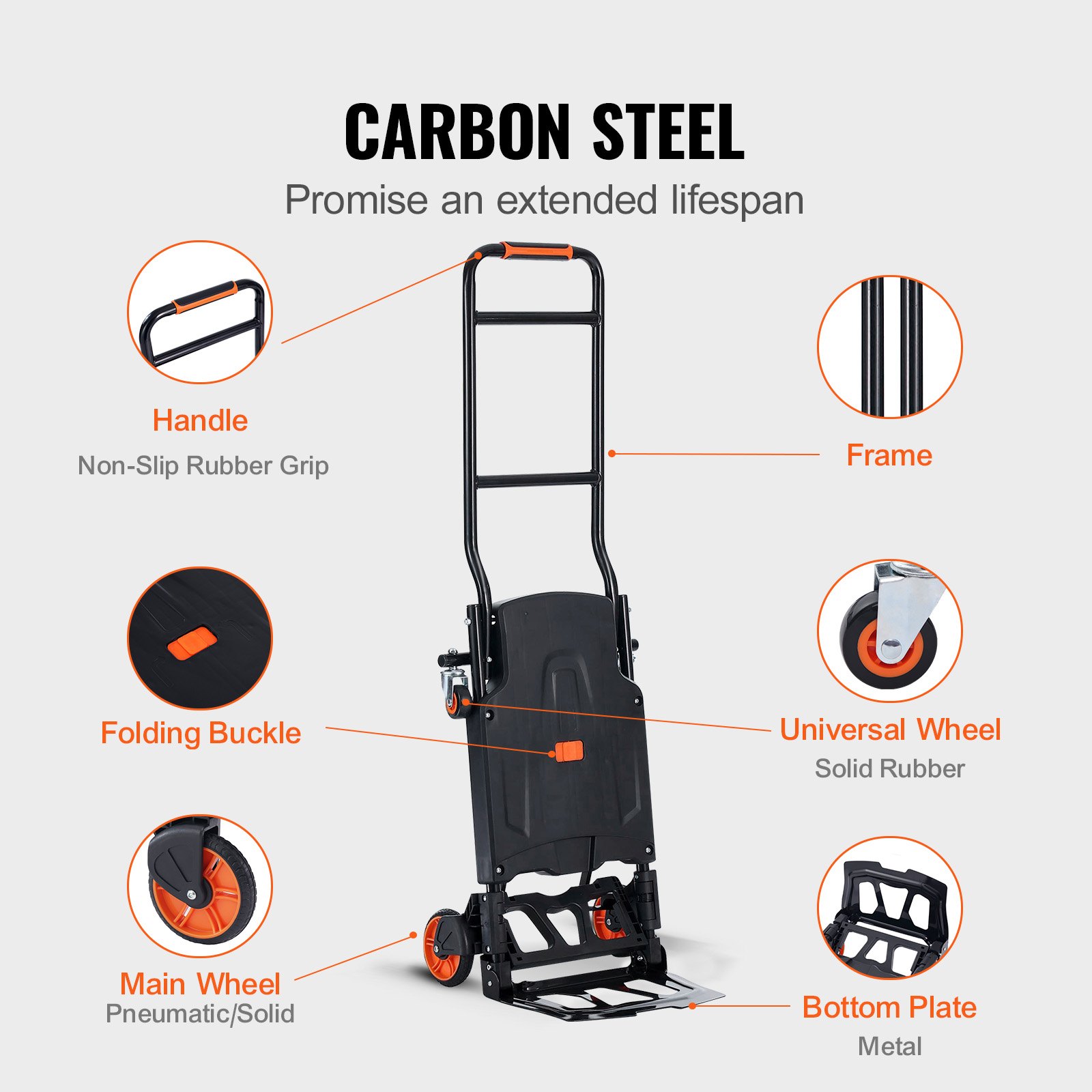 VEVOR Aluminum Hand Truck, 2 in 1, 300 lbs Load Capacity, Heavy Duty Industrial Convertible Folding Hand Truck and Dolly, Utility Cart Converts from Hand Truck to Platform Cart with Rubber Wheels