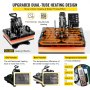 VEVOR Warmteoverdracht Machine 6 in 1 T-Shirt-Hitteper-Machine Multifunctioneel 12x15 Inch 2D-Sublimation Printer 1000W Warmtedruk Handboek Warmte Pers Thermoprinter LED-display Heat Press Cap Zwart