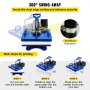 VEVOR Heat Press 12X15 Inch 1000W 6 In 1 Heat Press Swing Away Blue & Black Sublimation Machine T-Shirt Printer Transfer with Accurate Control LED Display Dual-tube Heating for DIY Shoes Cap Mugs