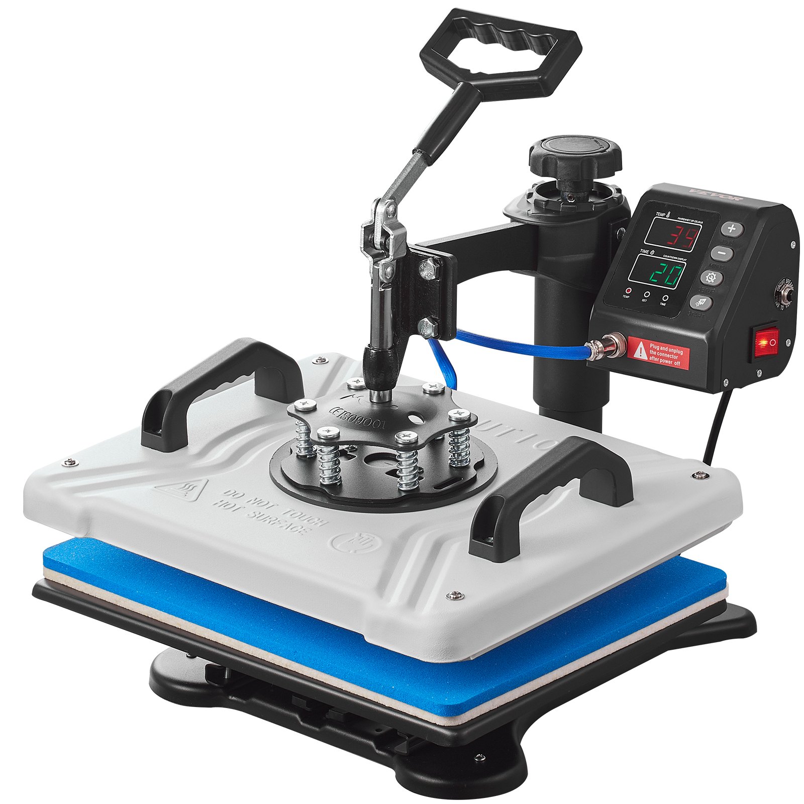 VEVOR Heat Press Machine 12x15 Sublimatie Printer Digitaal LED-Display Transferpers 10 in 1 Wit Hittepers met Benodigde Accessoires voor Verstrekt Afbeeldingen op T-shirts/Hoeden/Borden/Bekers/Pennen