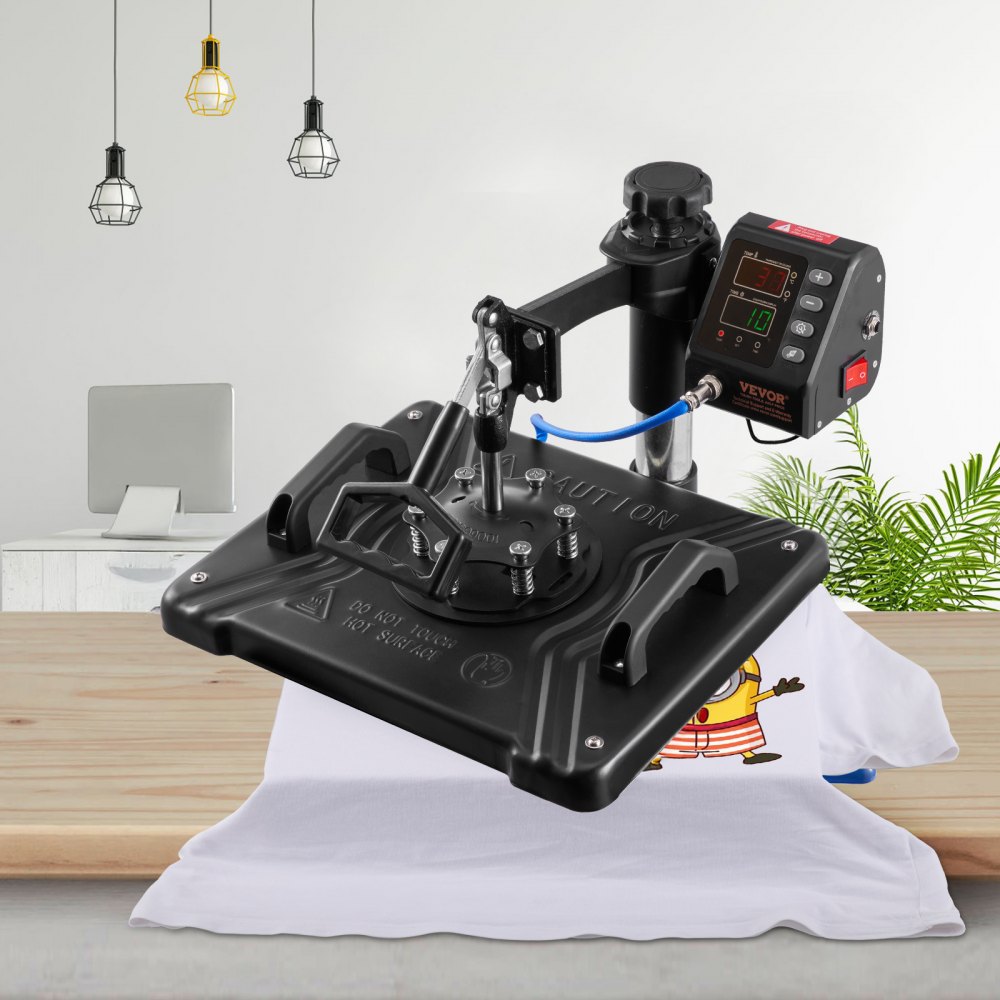 VEVOR Heat Press Machine 12x15 Sublimatie Printer Digitaal LED-Display Transferpers 10 in 1 Zwart Hittepers + Benodigde Accessoires voor Verstrekt Afbeeldingen op T-shirts/Hoeden/Borden/Bekers/Pennen