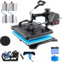 VEVOR Heat Press Machine 12x15 Sublimatie Printer Digitaal LED-Display Transferpers 10 in 1 Zwart Hittepers + Benodigde Accessoires voor Verstrekt Afbeeldingen op T-shirts/Hoeden/Borden/Bekers/Pennen