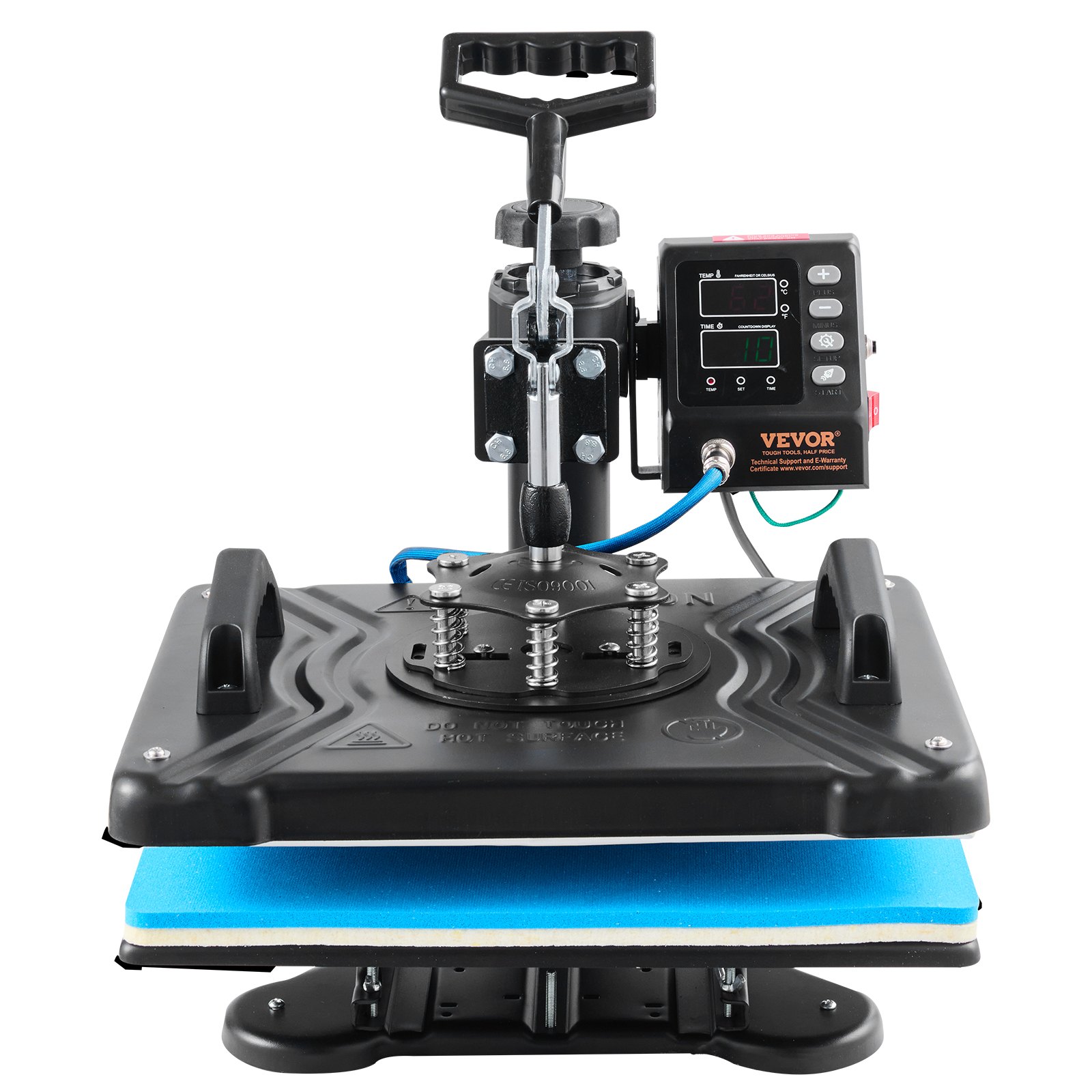 VEVOR Heat Press Machine 12x15 Sublimatie Printer Digitaal LED-Display Transferpers 10 in 1 Zwart Hittepers + Benodigde Accessoires voor Verstrekt Afbeeldingen op T-shirts/Hoeden/Borden/Bekers/Pennen