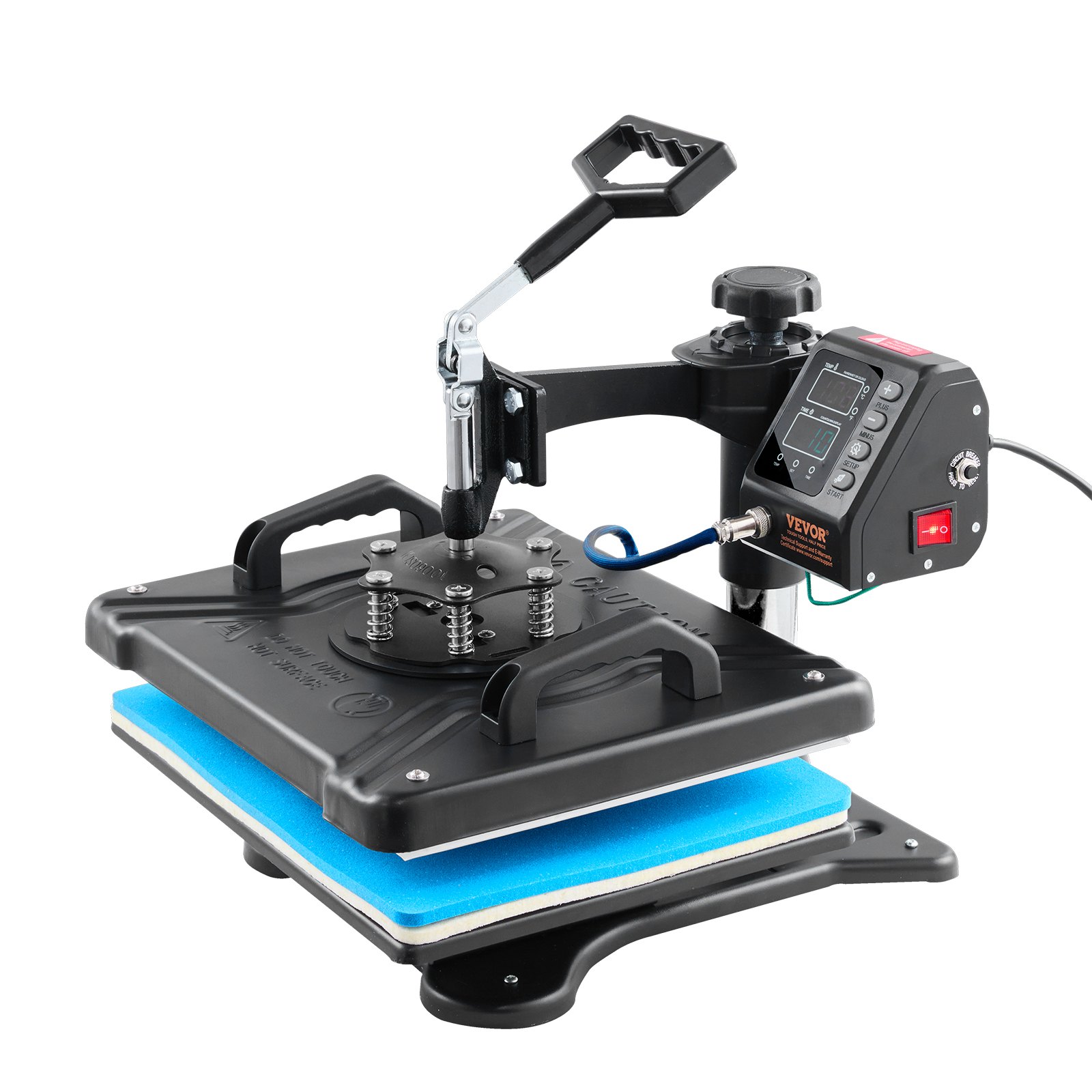 VEVOR Heat Press Machine 12x15 Sublimatie Printer Digitaal LED-Display Transferpers 10 in 1 Zwart Hittepers + Benodigde Accessoires voor Verstrekt Afbeeldingen op T-shirts/Hoeden/Borden/Bekers/Pennen