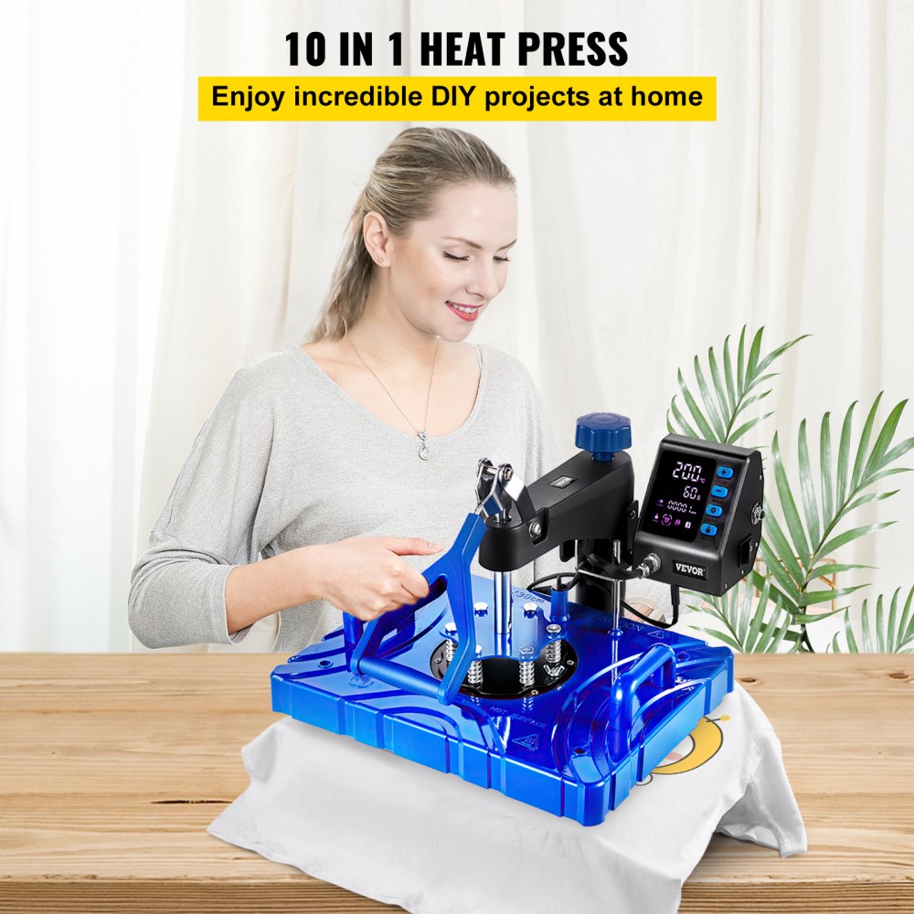 Vevor Heat Press 10 In 1 Heat Press 12x15 Blue Sublimatie Machine Voor Pen S Mok S