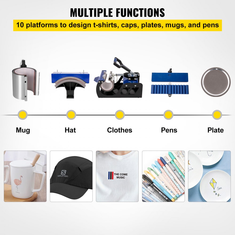 Vevor Heat Press 10 In 1 Heat Press 12x15 Blue Sublimatie Machine Voor Pen S Mok S