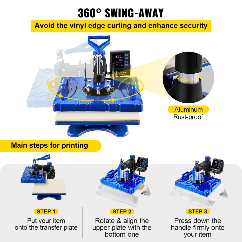 Vevor Heat Press 10 In 1 Heat Press 12x15 Blue Sublimatie Machine Voor Pen S Mok S