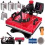VEVOR Heat Press Machine 12x15 Sublimatie Printer Digitaal LED-Display Transferpers 10 in 1 Rood Hittepers met Benodigde Accessoires voor Verstrekt Afbeeldingen op T-shirts/Hoeden/Borden/Bekers/Pennen