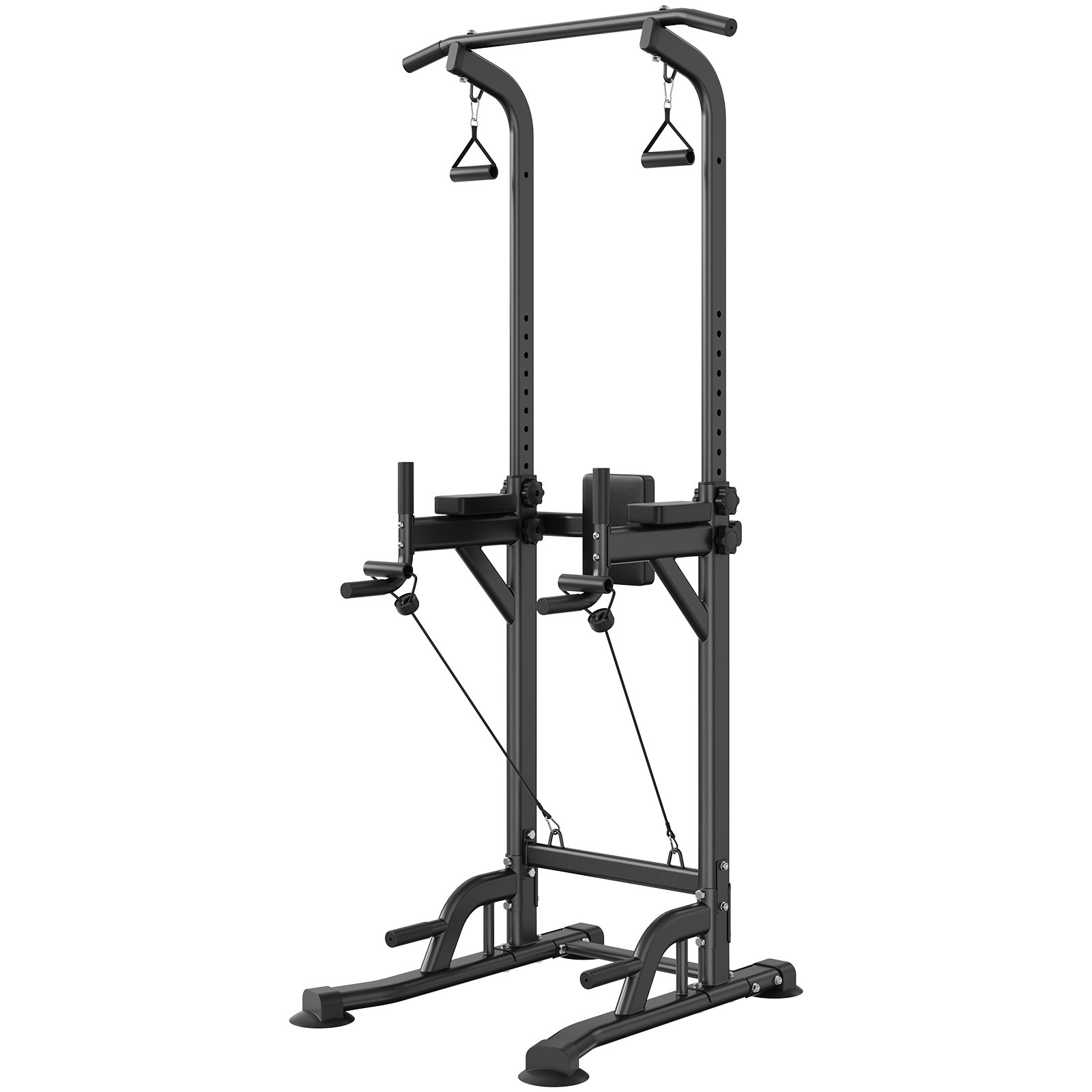 VEVOR Power Tower Dip Station, 10-Level Height Adjustable Pull Up Bar Stand, Multi-Function Home Gym Strength Training Fitness Workout Equipment with 7-Level Adjustable Backrest, PU Elbow Pads, 440LBS