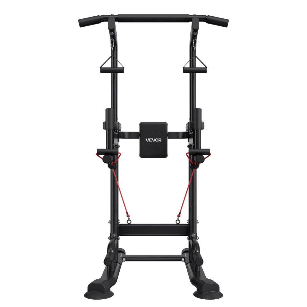 VEVOR Pull-up Bar, Pull-up Station, Power Tower, Dip Station met een draagvermogen van 150 kg, H-frame constructie en rugvulling, 12-voudig in hoogte verstelbaar, multifunctionele training voor armen en rug