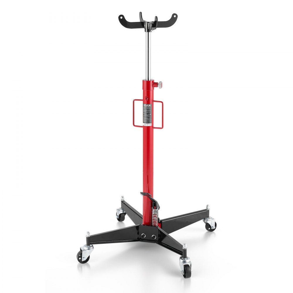 VEVOR Hydraulic Transmission Jack, 1100 lbs / 0.5 Ton Lifting Capacity Telescoping Transmission Jack with Foot Pedal, 360° Swivel Wheel, 44-73.6 in High Lifting Height, Lift Hoist for Garage/Shop