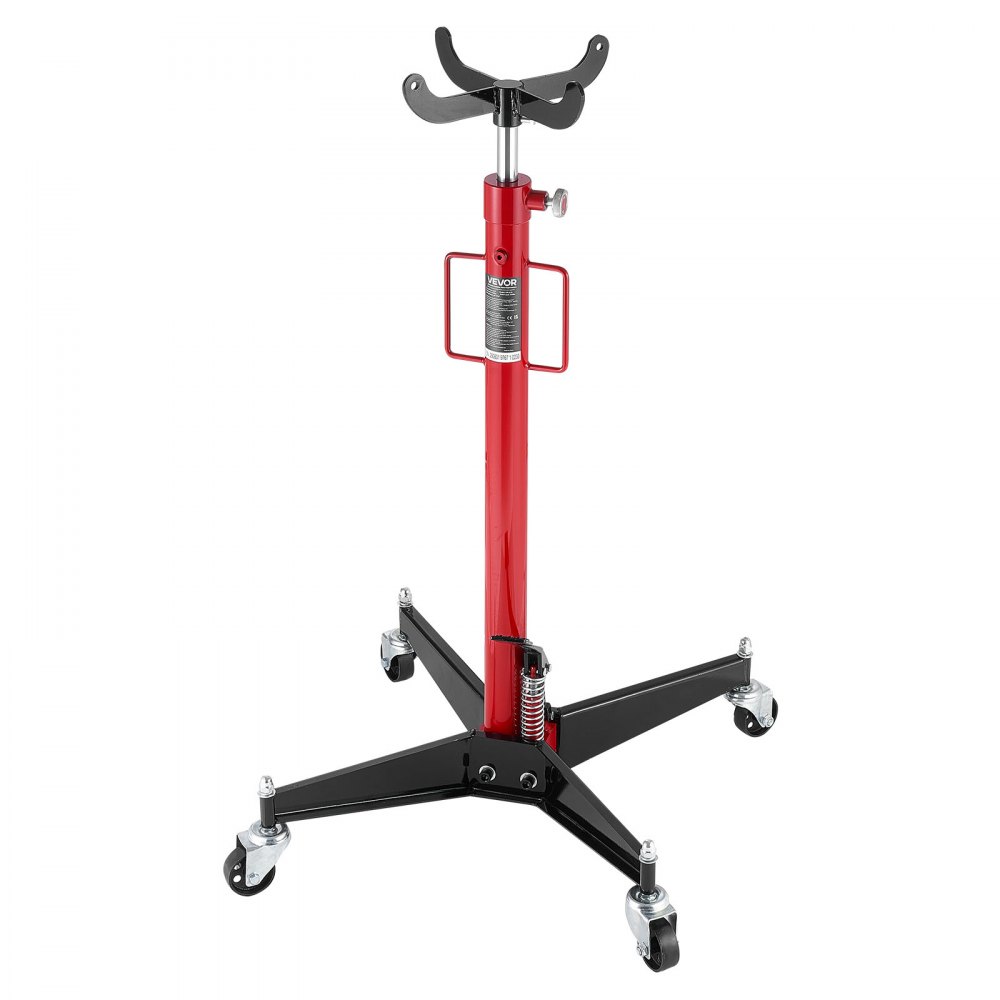 VEVOR Hydraulic Transmission Jack, 1100 lbs / 0.5 Ton Lifting Capacity Telescoping Transmission Jack with Foot Pedal, 360° Swivel Wheel, 44-73.6 in High Lifting Height, Lift Hoist for Garage/Shop